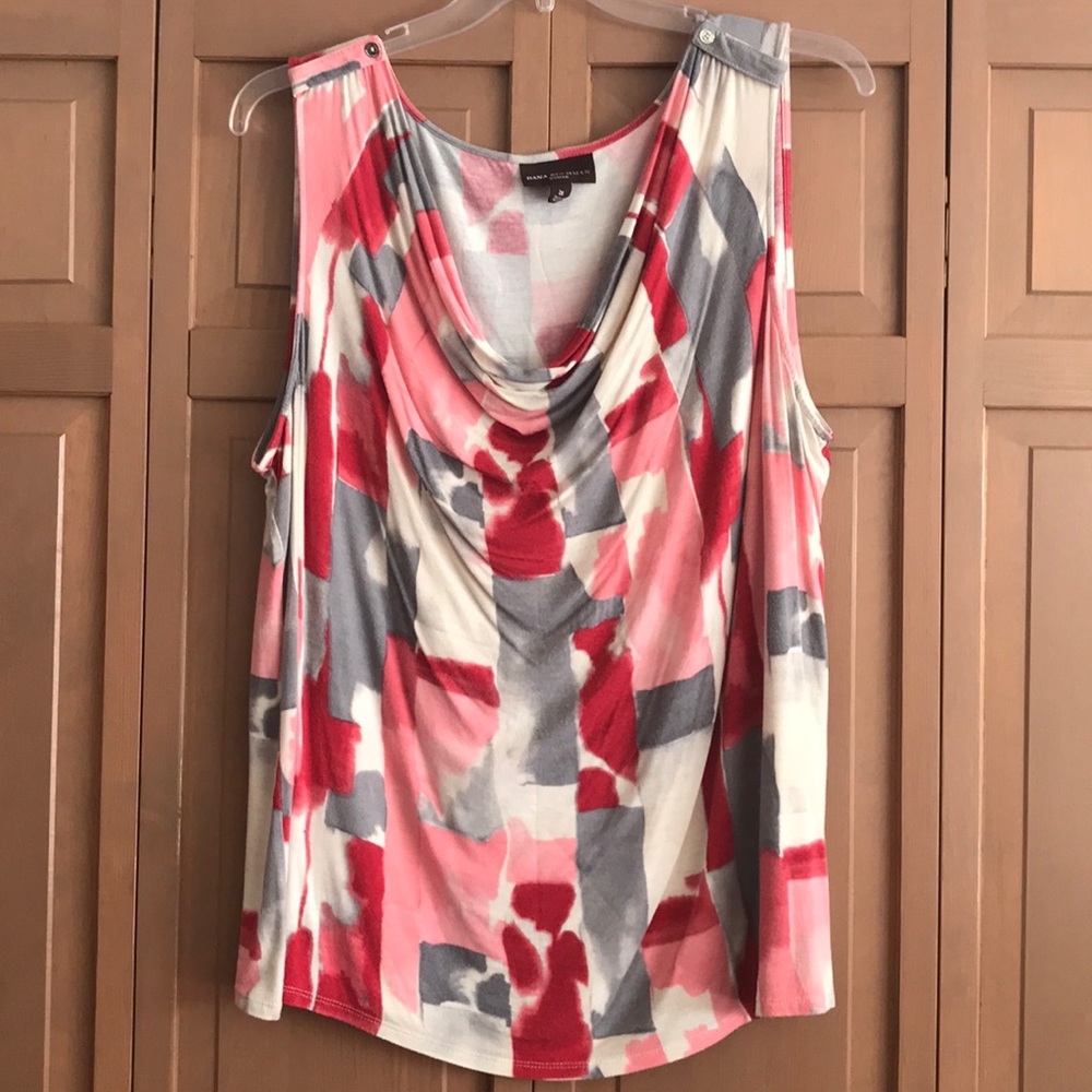 Abstract Print Cowl Neck Tank